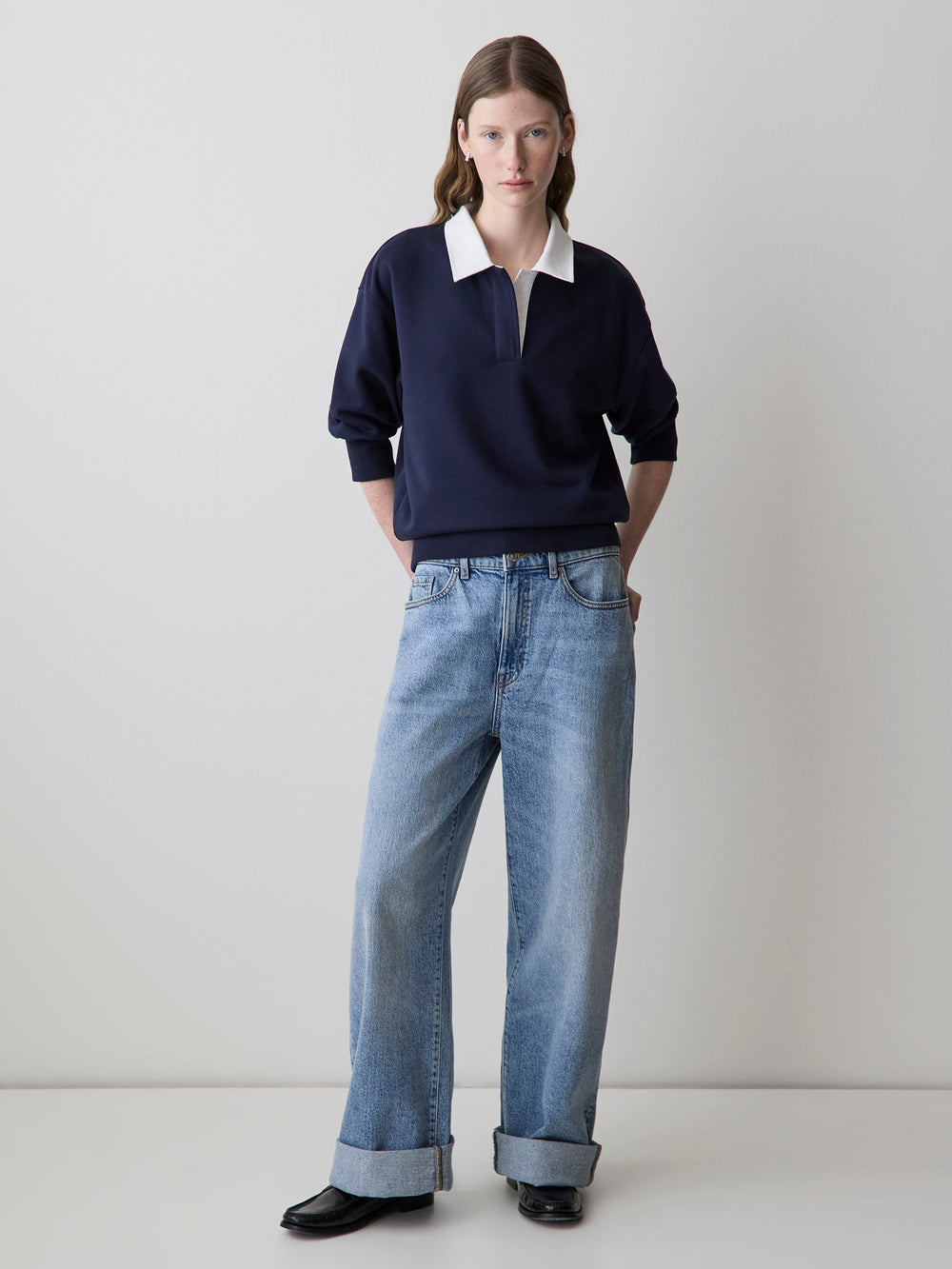 Long-Sleeve French Terry Polo rw&co Exclusive Sale Price
