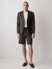Slim-Fit Brown Linen-Blend Blazer rw&co Great Value Deal
