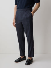 Linen-Blend Tapered-Leg Pleated Pant rw&co Limited Time Discount