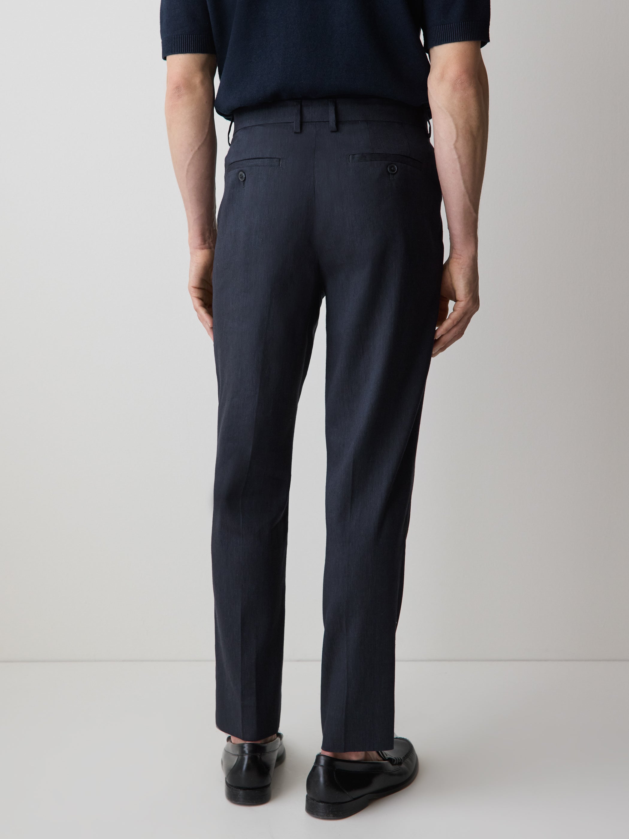 Linen-Blend Tapered-Leg Pleated Pant rw&co Limited Time Discount