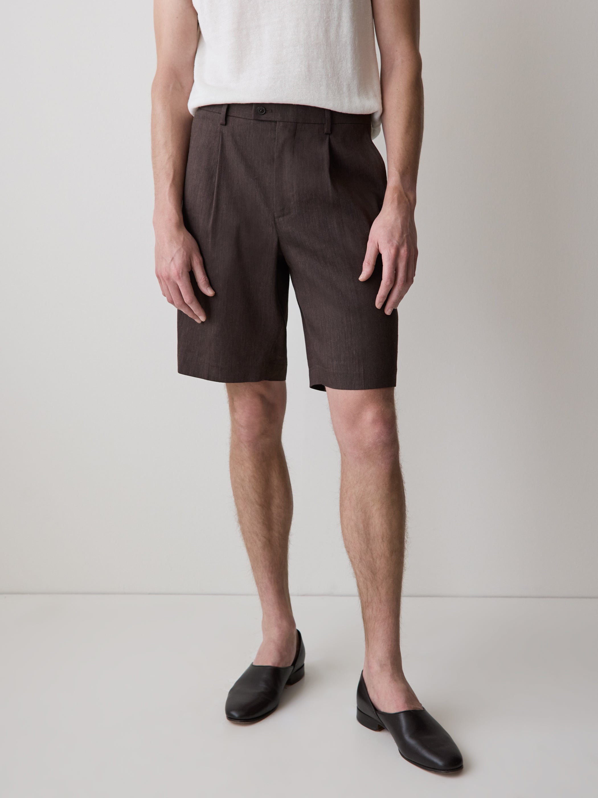 Linen-Blend Pleated Shorts rw&co Special Promo Price