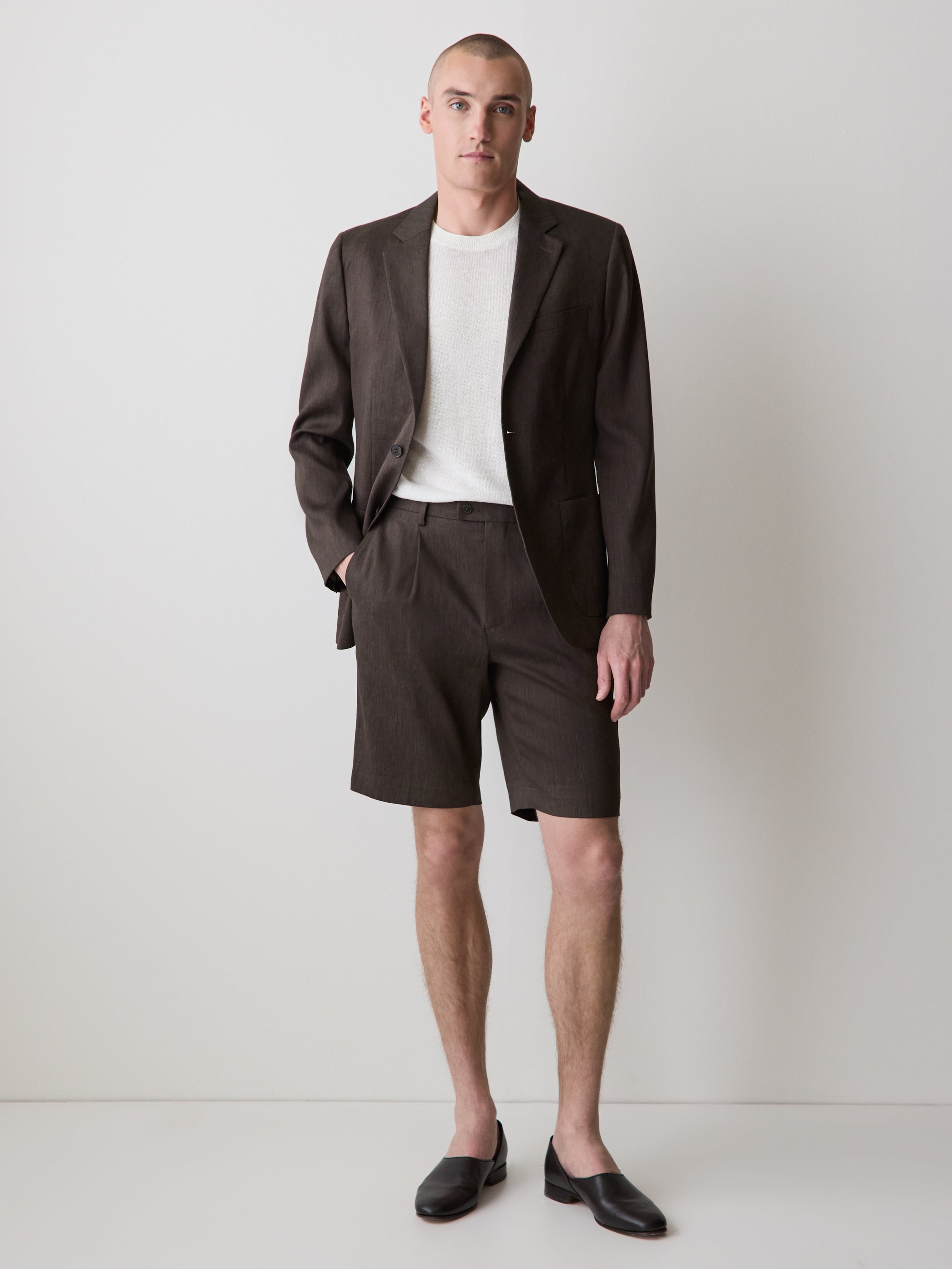 Linen-Blend Pleated Shorts rw&co Special Promo Price