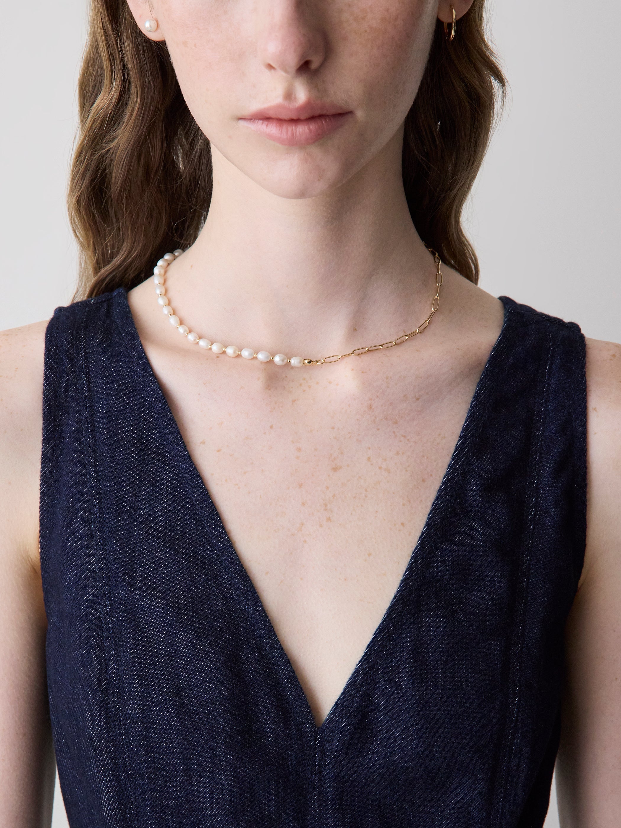Half-Pearl Necklace rw&co Limited Time Discount