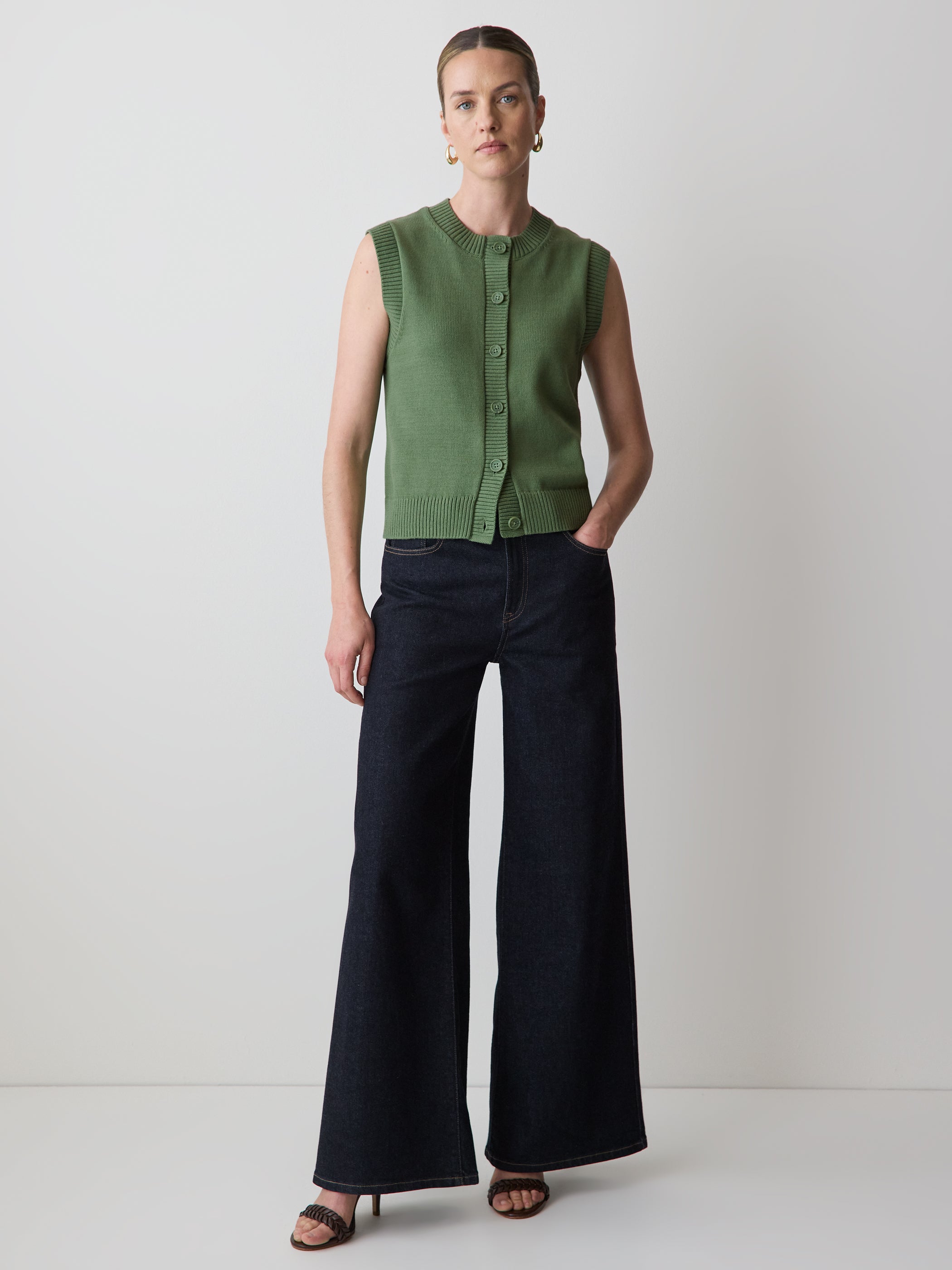 Sleeveless Crew-Neck Sweater Vest rw&co Special Promo Price