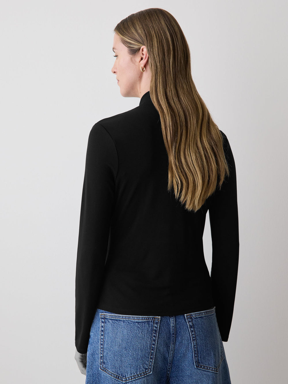 Long-Sleeve Top with Crossover Draped Mock Neckline rw&co Special Offer