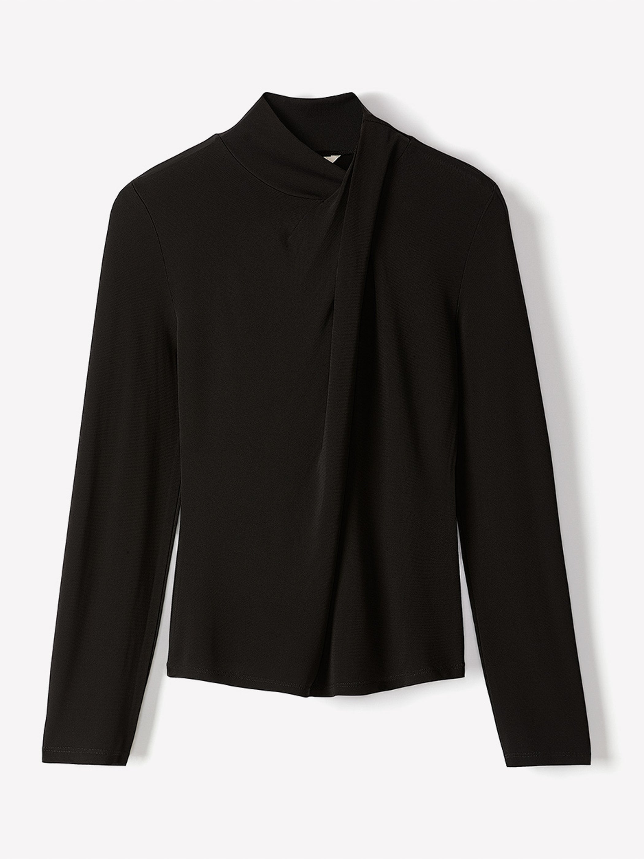 Long-Sleeve Top with Crossover Draped Mock Neckline rw&co Special Offer