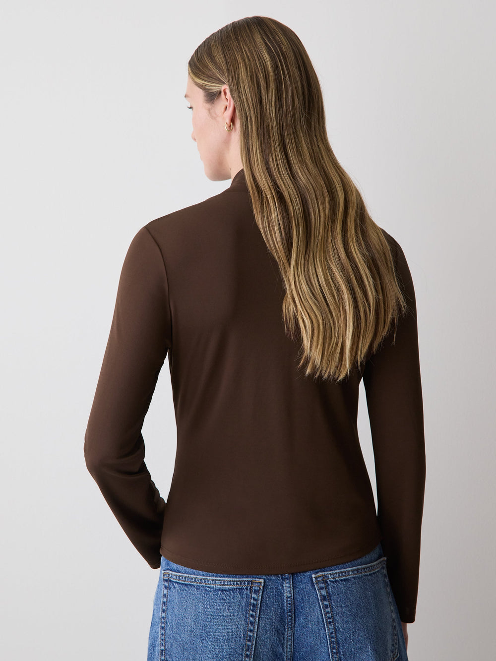Long-Sleeve Top with Crossover Draped Mock Neckline rw&co Special Offer