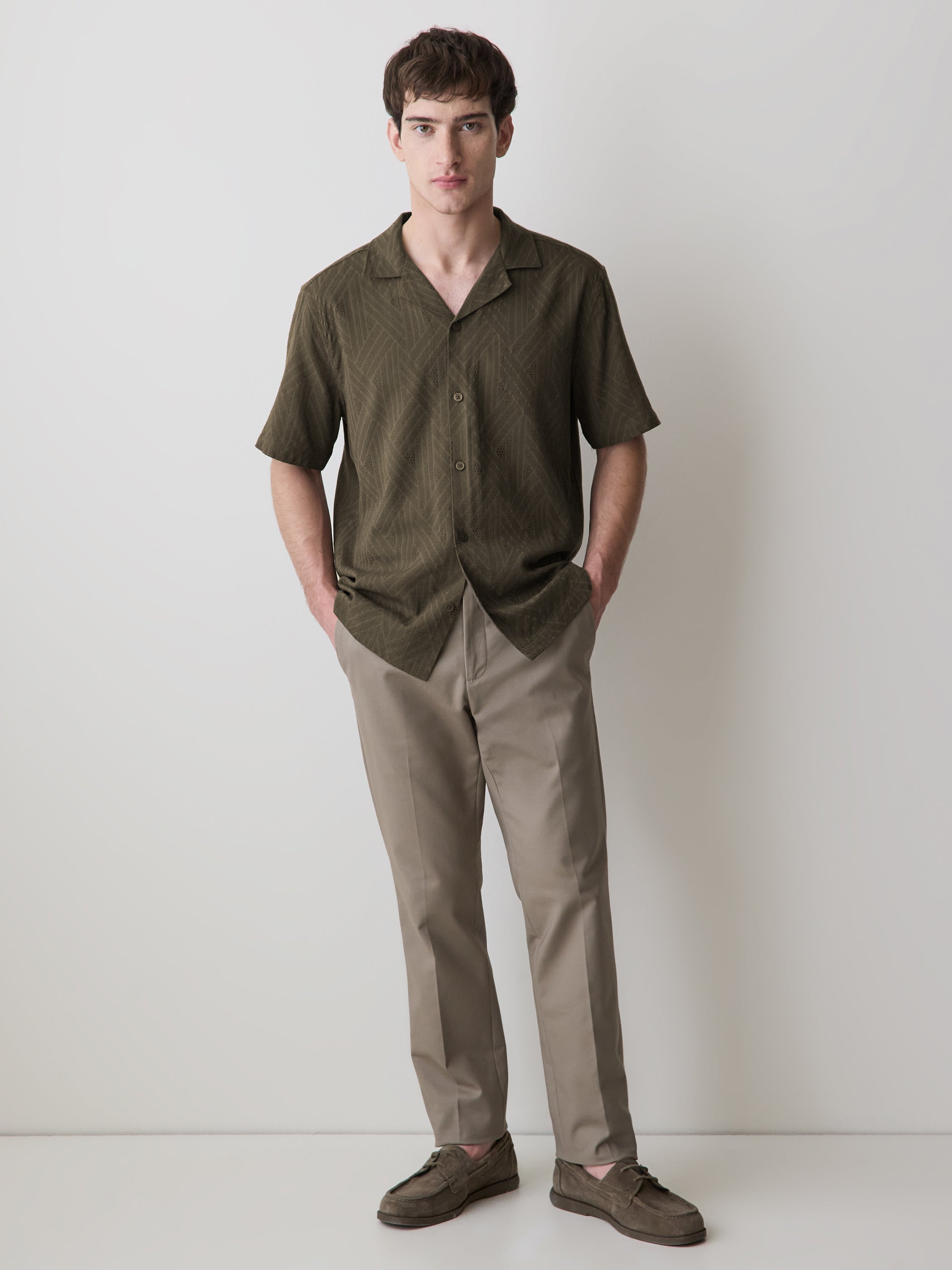 Short-Sleeve Textured Shirt with Camp Collar rw&co Exclusive Sale Price