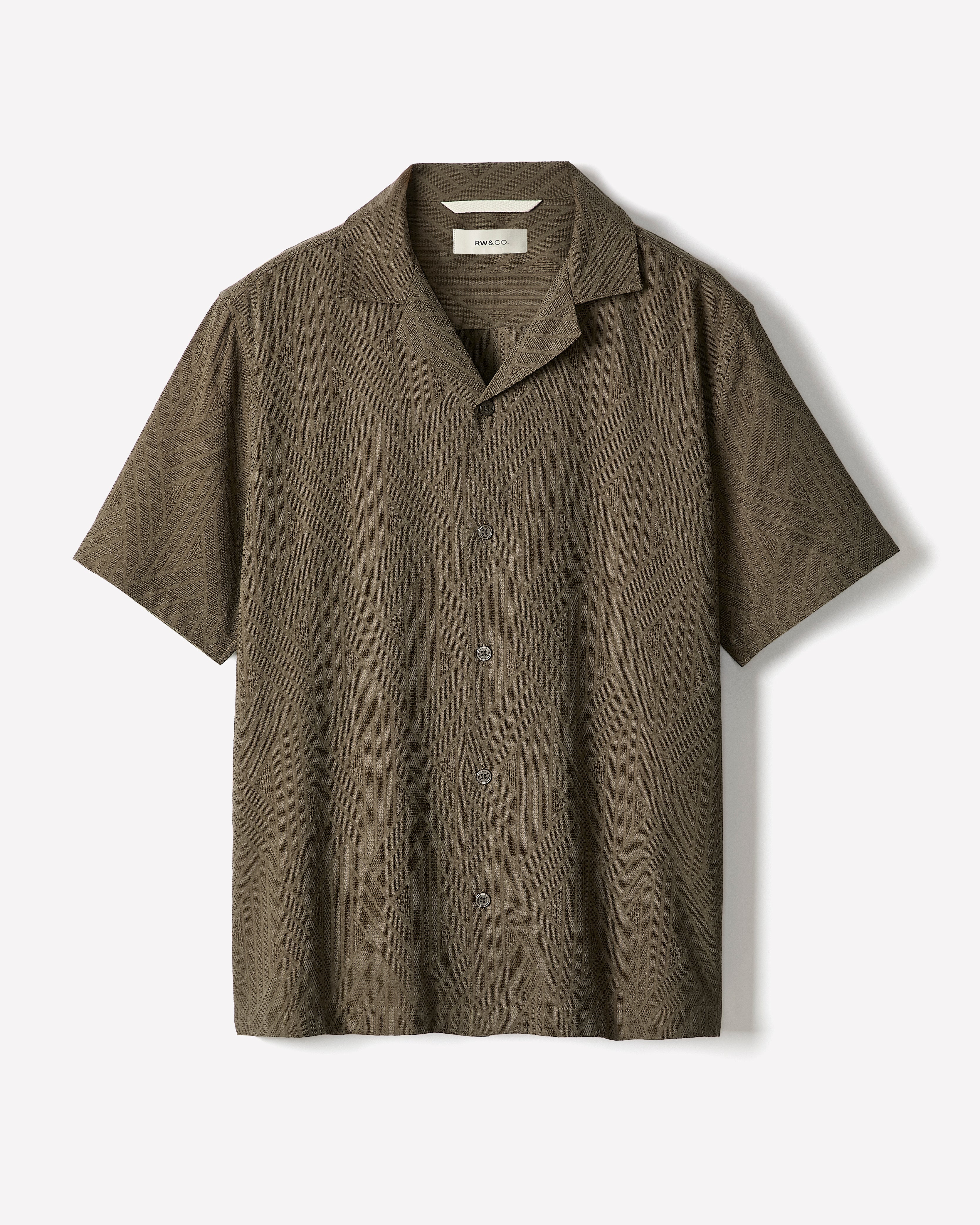 Short-Sleeve Textured Shirt with Camp Collar rw&co Exclusive Sale Price