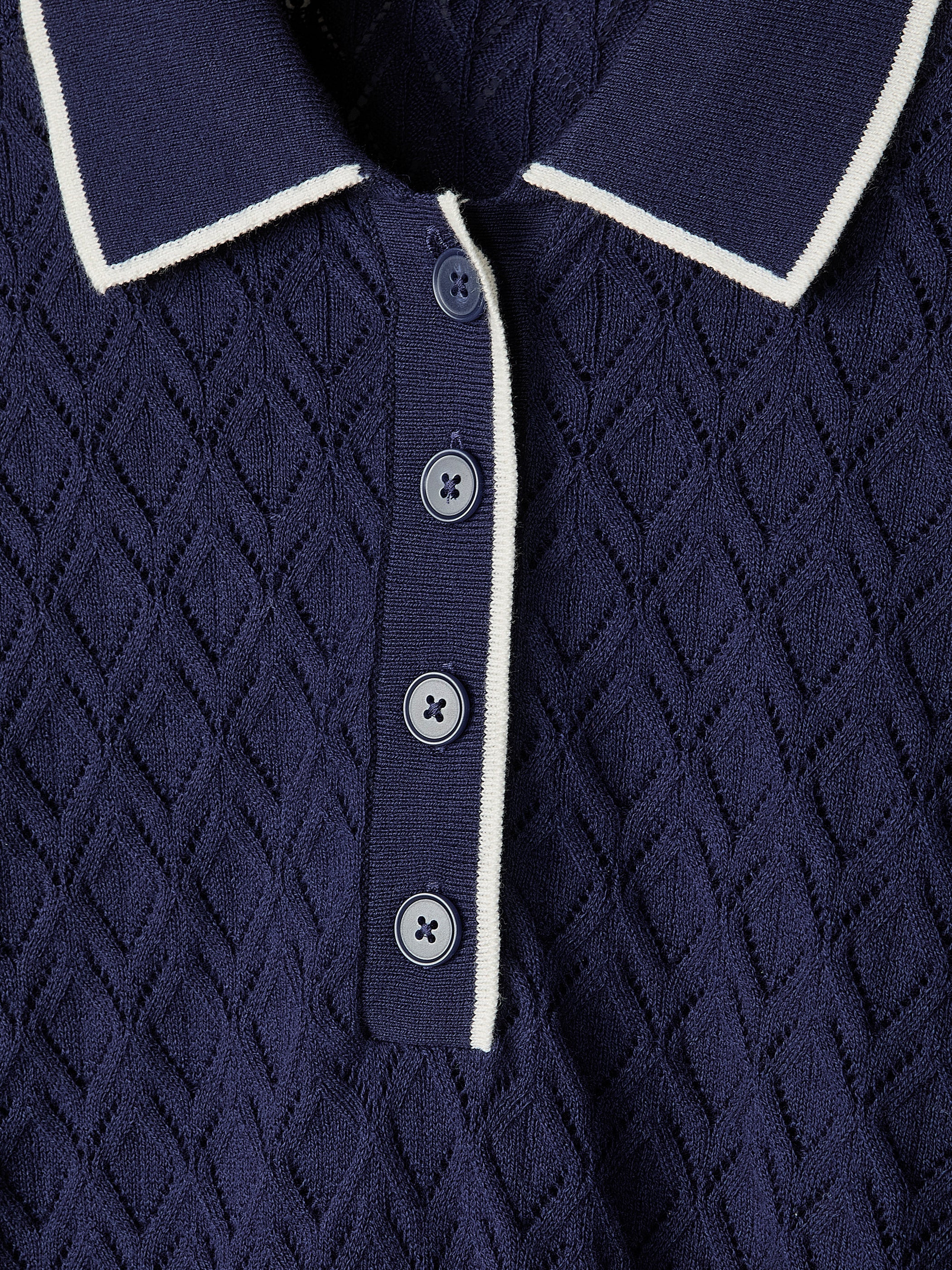 Short-Sleeve Polo with Pointelle Stitches rw&co Special Promo Price