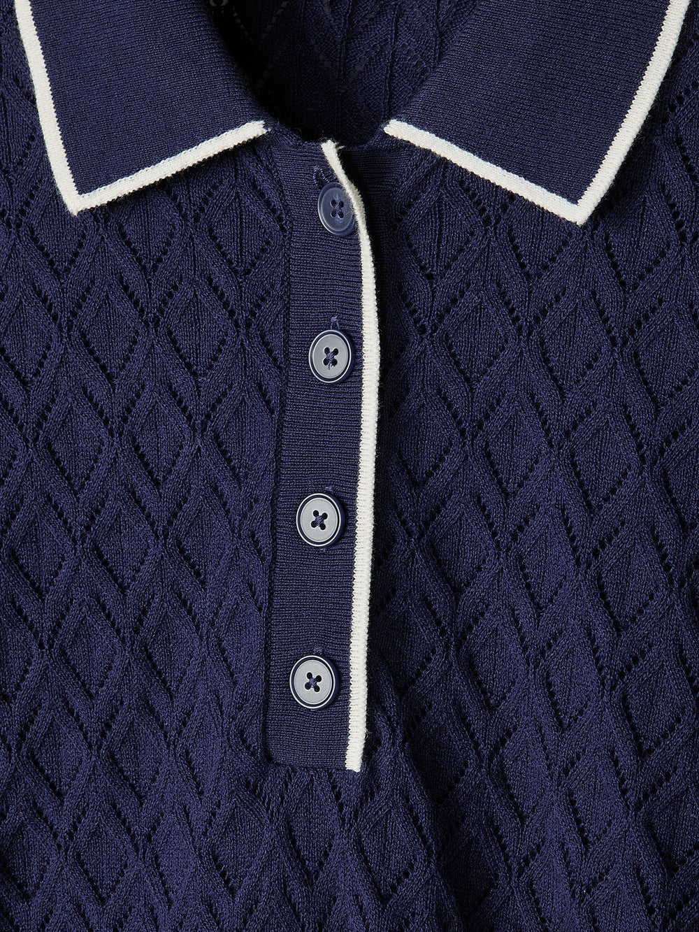 Short-Sleeve Polo with Pointelle Stitches rw&co Special Promo Price