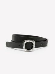 Leather Belt with Sculptural Buckle rw&co On Sale