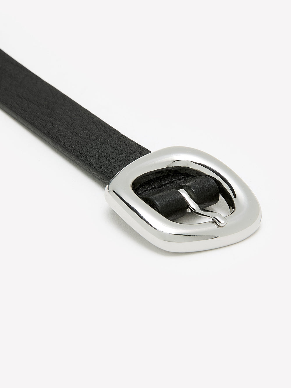 Leather Belt with Sculptural Buckle rw&co On Sale