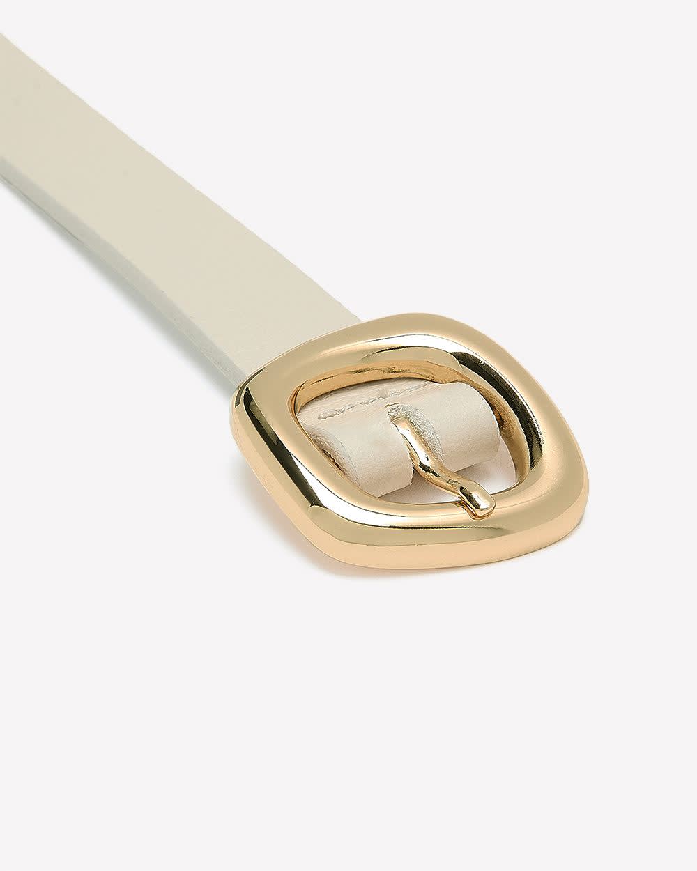 Leather Belt with Sculptural Buckle rw&co On Sale