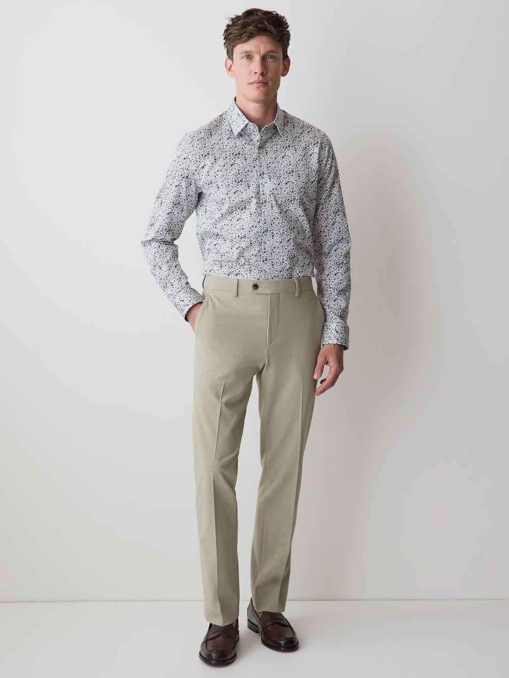 Slim-Fit Dress Shirt with Floral Pattern rw&co On Sale
