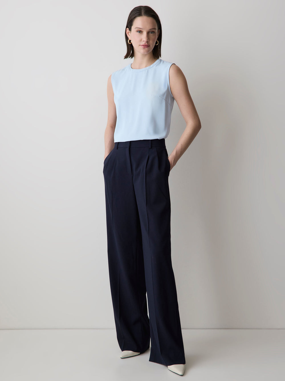 Crew-Neck Luxe Crepe Cami rw&co Limited Time Discount