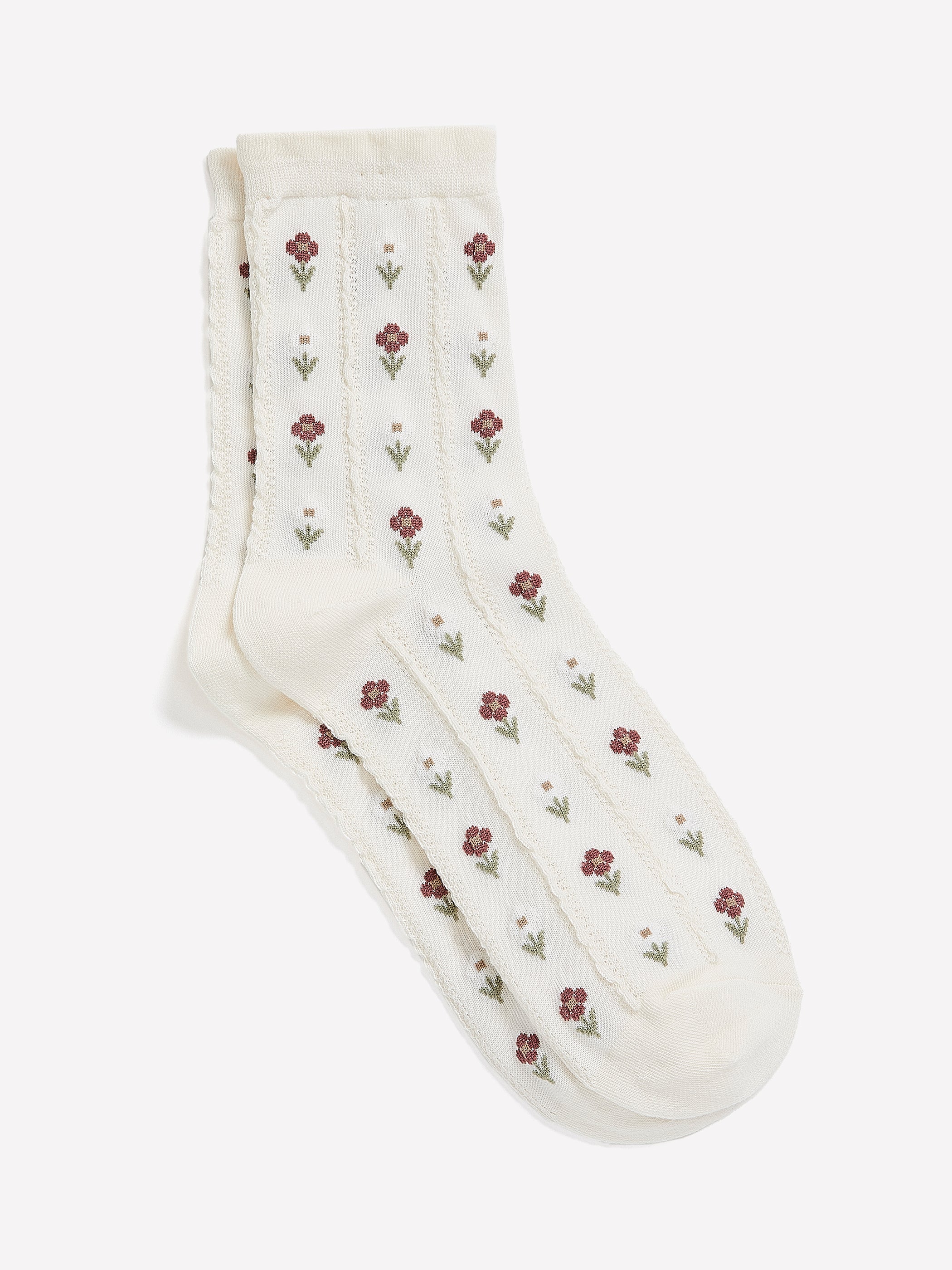 Floral Crew Socks rw&co On Sale
