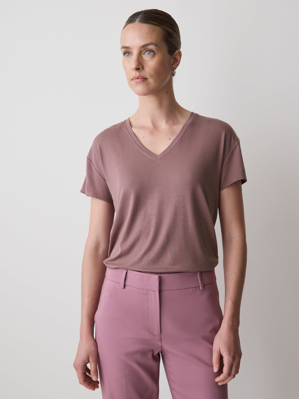 V-Neck Silk-Blend Tee rw&co Exclusive Sale Price