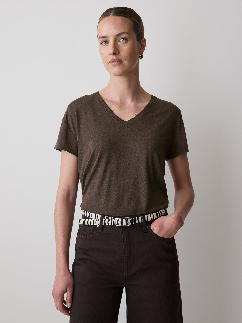 V-Neck Silk-Blend Tee rw&co Exclusive Sale Price