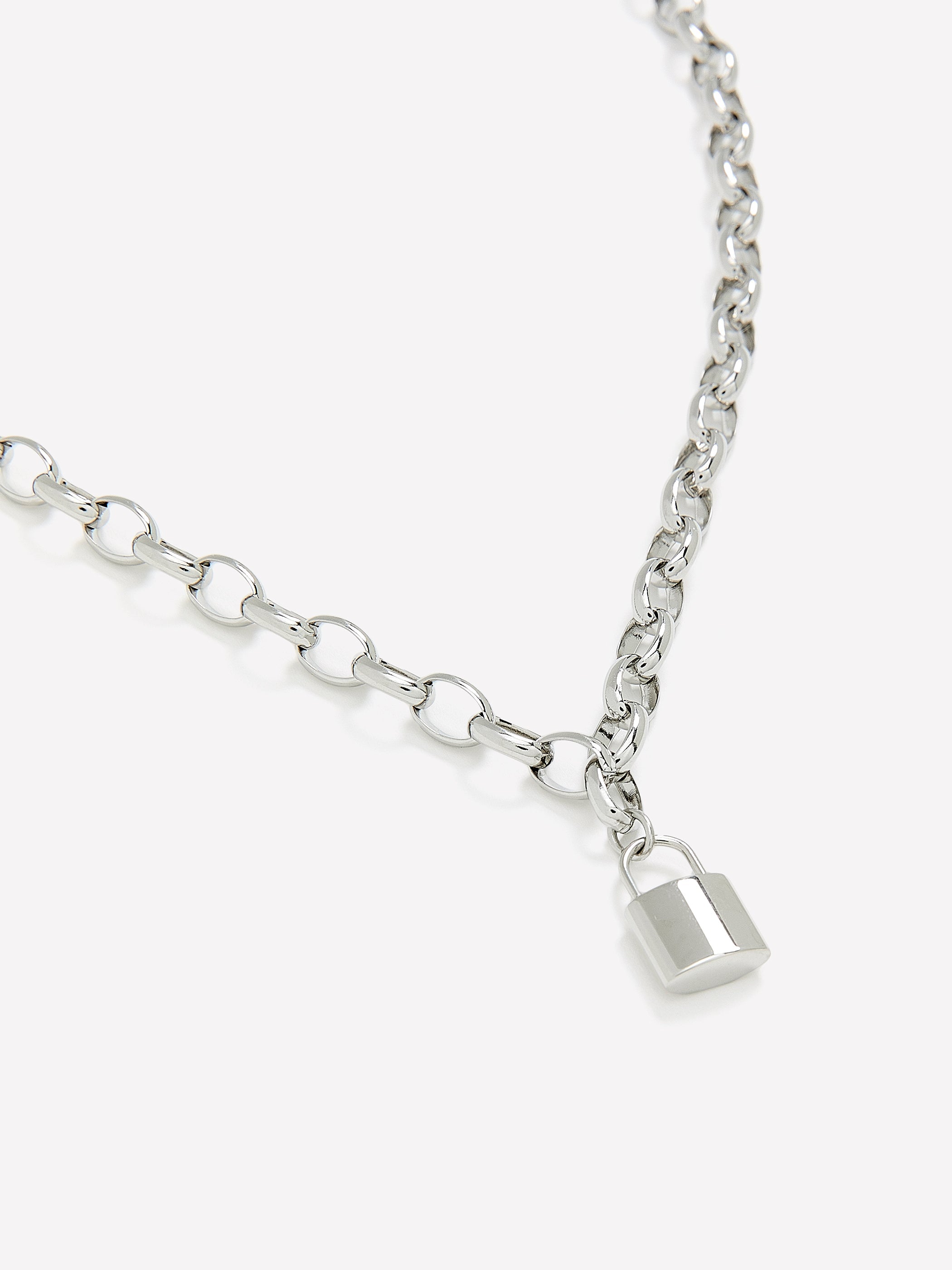 Stainless Steel Necklace with Lock Pendant rw&co Exclusive Sale Price