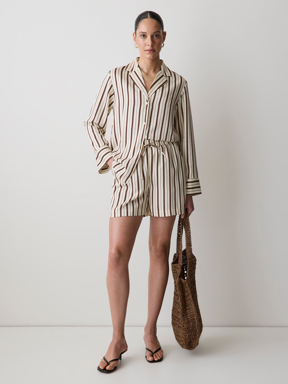 Striped Mid-Rise Pull-On Short rw&co Limited Time Discount