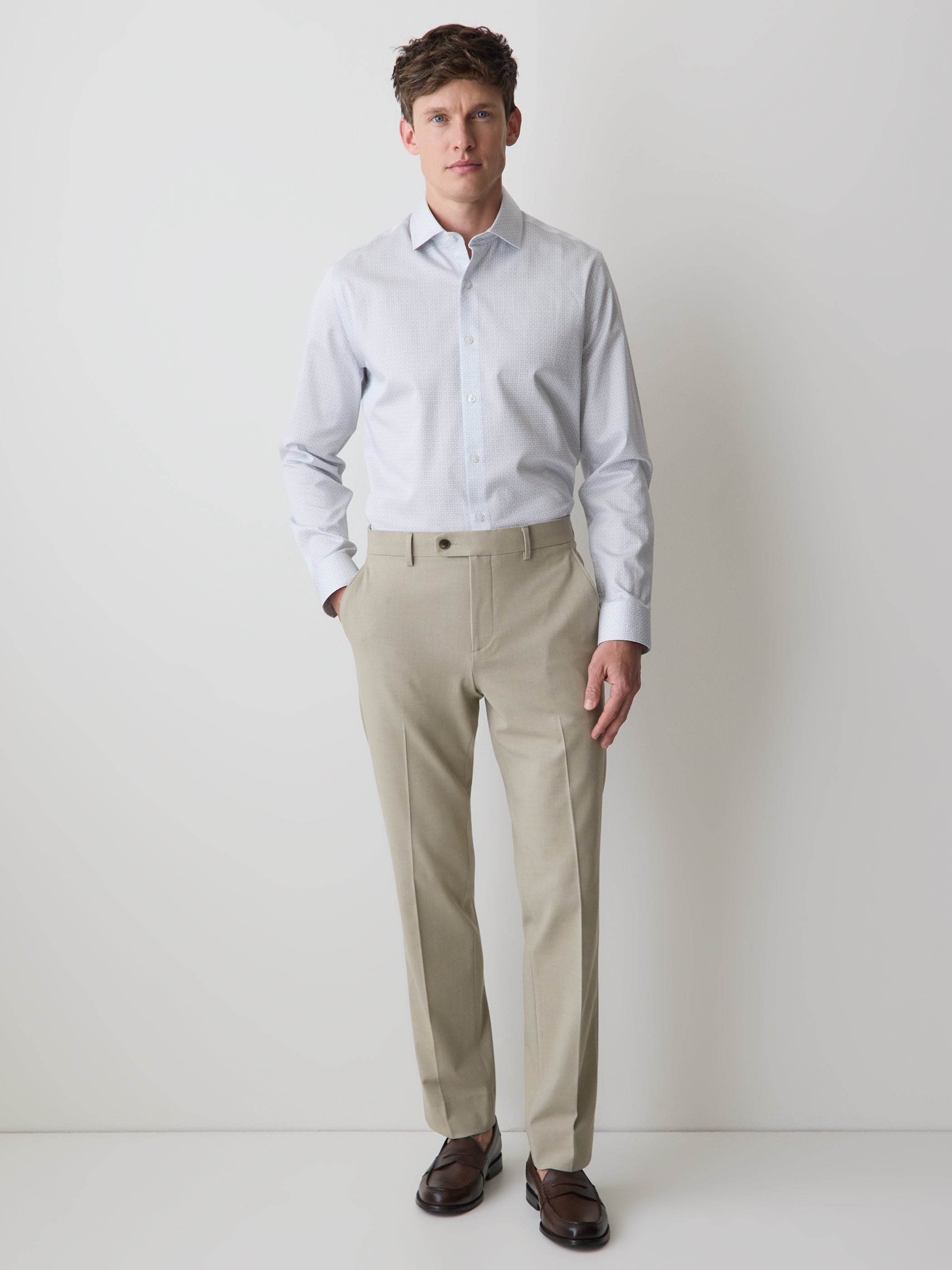 Tailored-Fit Dress Shirt with Geo Pattern rw&co Great Value Deal