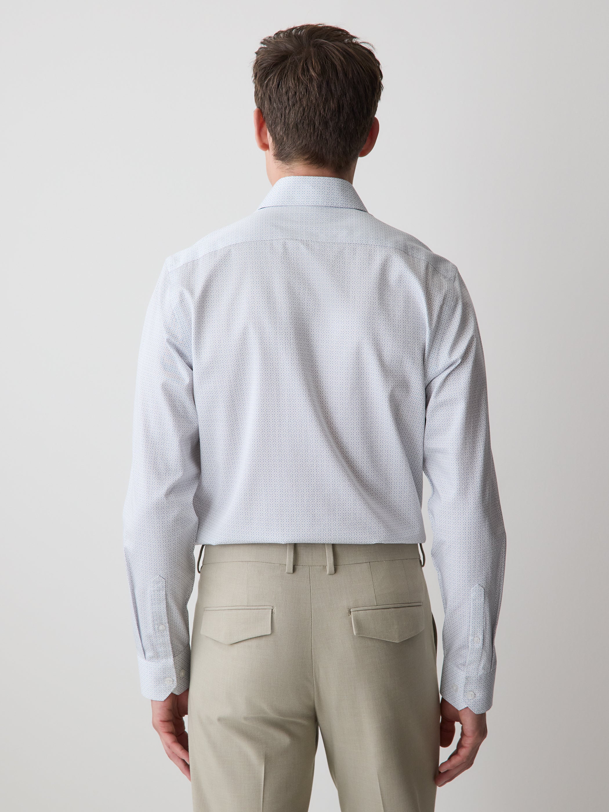 Tailored-Fit Dress Shirt with Geo Pattern rw&co Great Value Deal