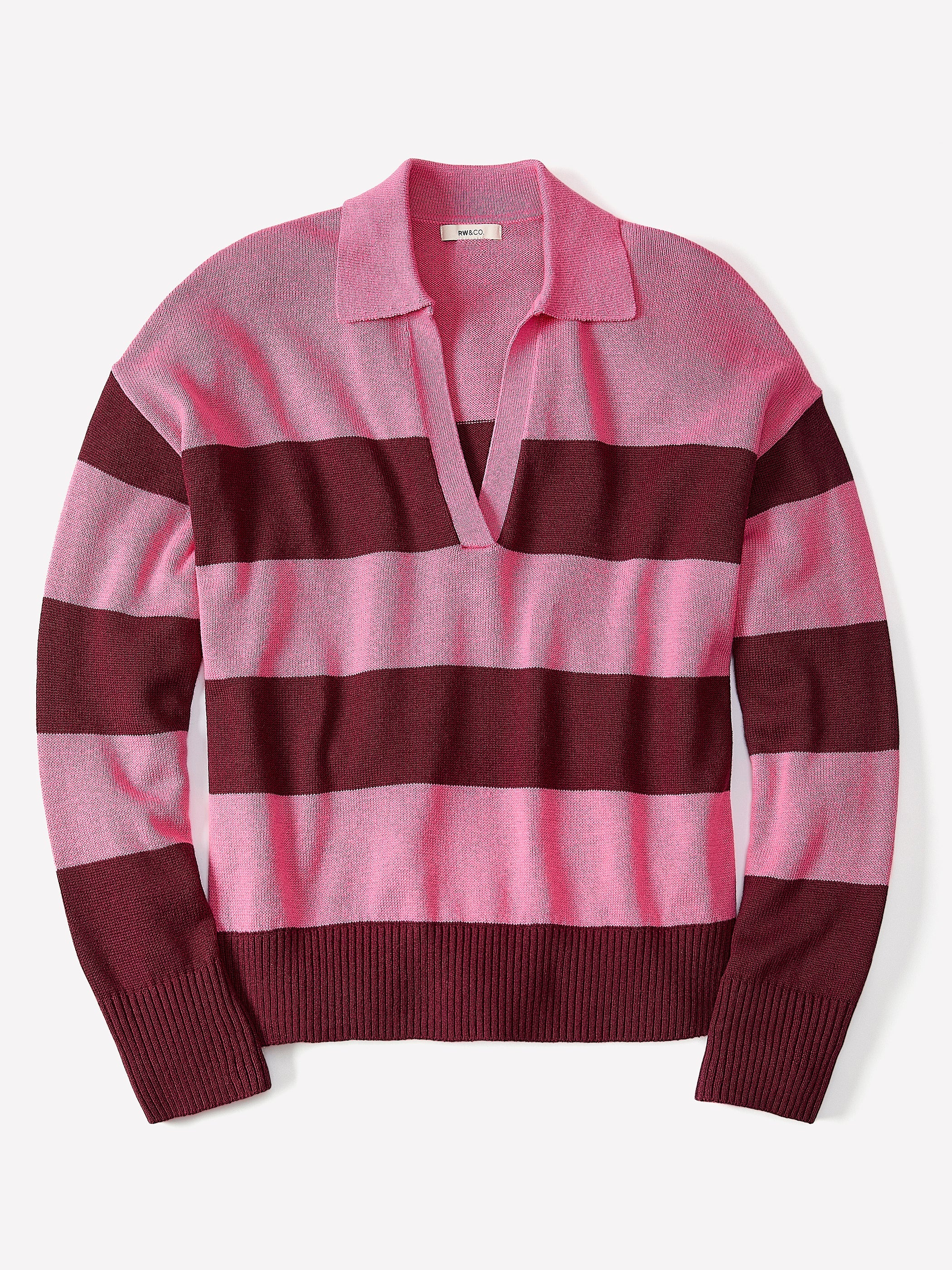 Cotton-Merino-Blend V-Neck Rugby Polo Sweater rw&co Exclusive Sale Price