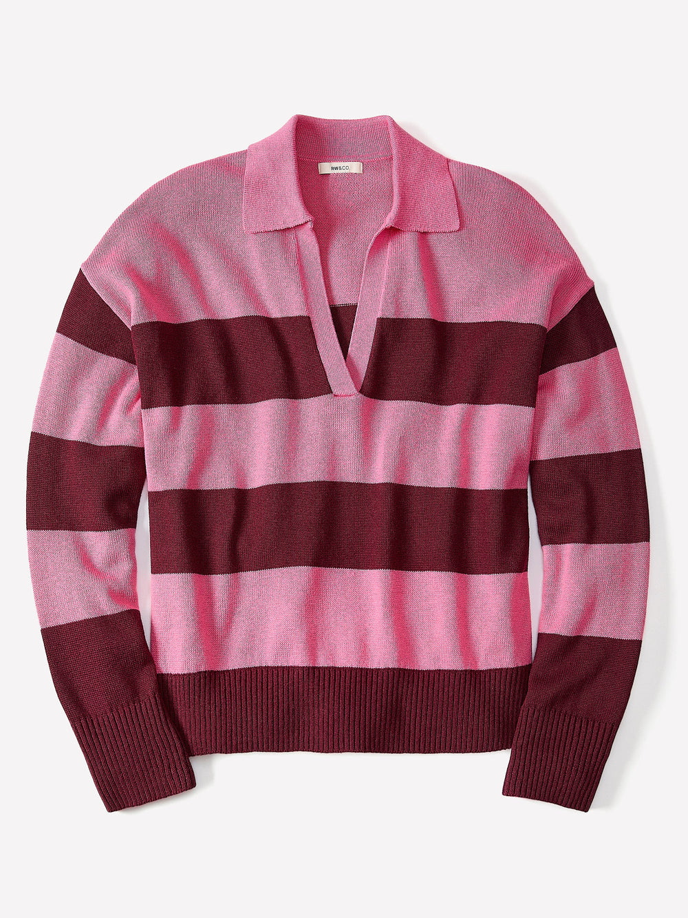 Cotton-Merino-Blend V-Neck Rugby Polo Sweater rw&co Exclusive Sale Price