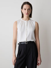 Sleeveless Buttoned-Down Blouse rw&co Exclusive Sale Price