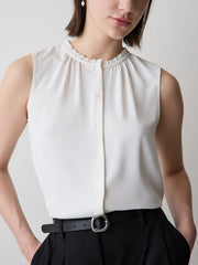 Sleeveless Buttoned-Down Blouse rw&co Exclusive Sale Price
