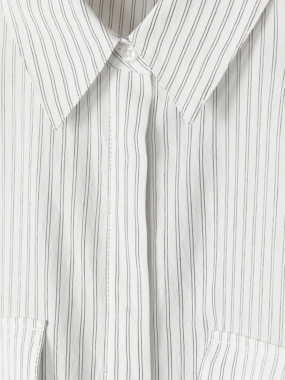 Striped Long-Sleeve Buttoned-Down Blouse with Pockets rw&co Special Promo Price