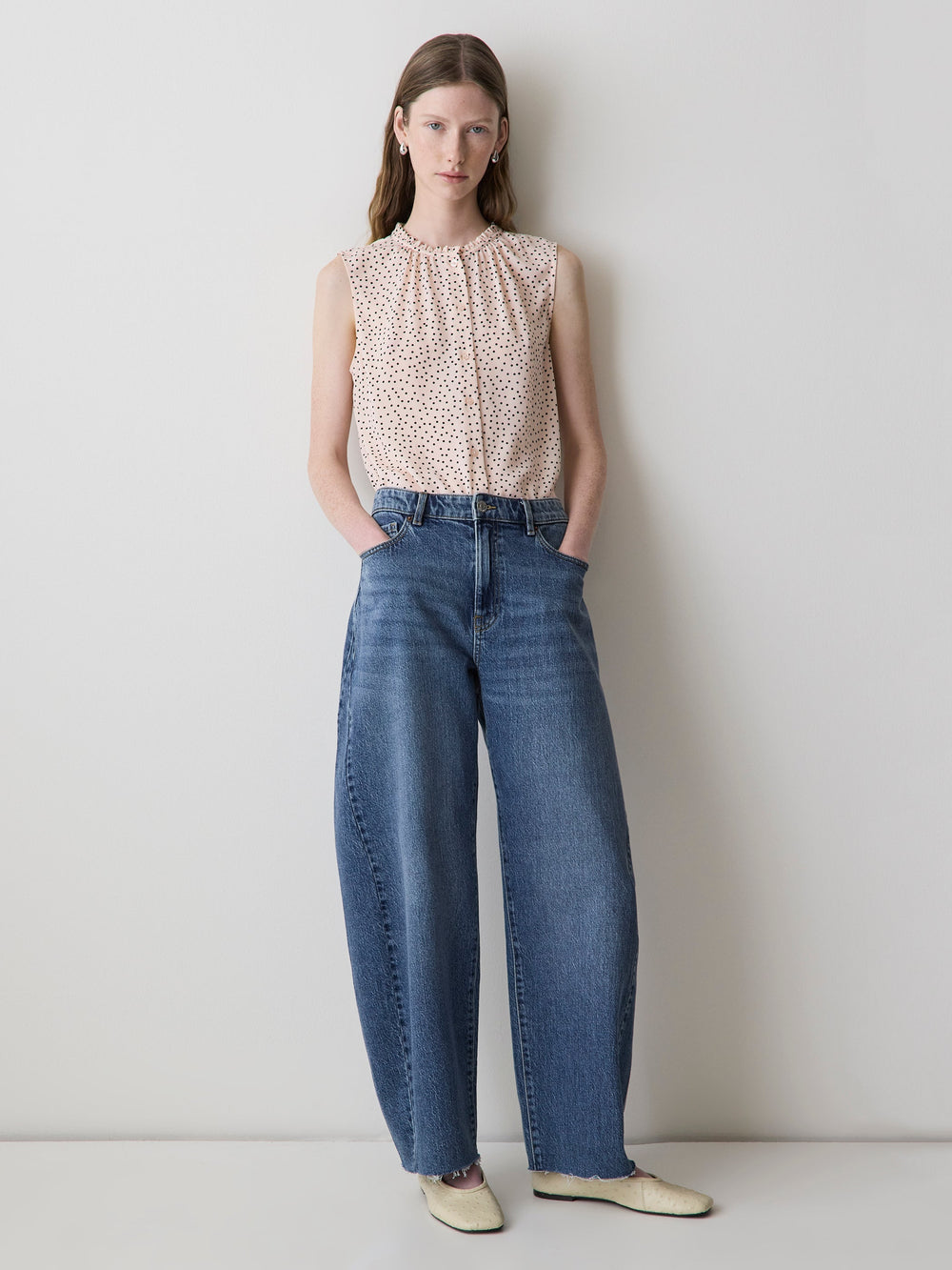 Sleeveless Buttoned-Down Blouse with Ruffled Trim rw&co Special Offer