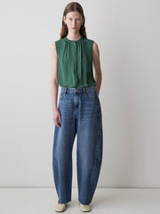 Sleeveless Buttoned-Down Blouse with Ruffled Trim rw&co Special Offer