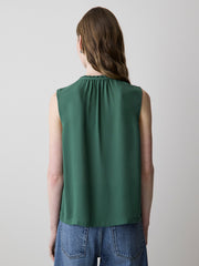 Sleeveless Buttoned-Down Blouse with Ruffled Trim rw&co Special Offer
