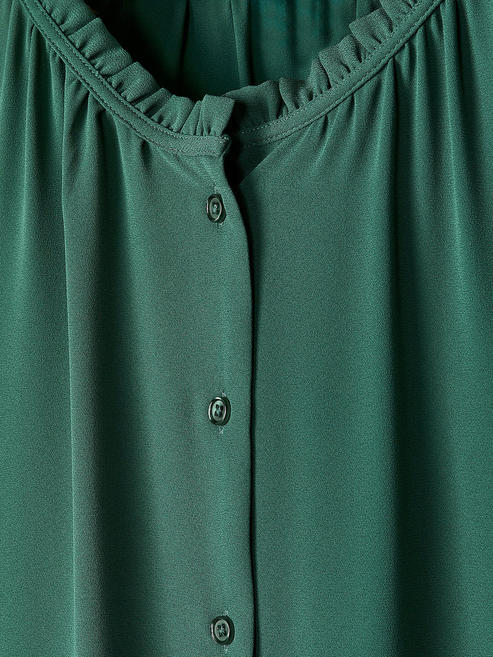 Sleeveless Buttoned-Down Blouse with Ruffled Trim rw&co Special Offer