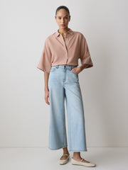 High-Rise Wide-Leg Cropped Jeans rw&co Special Promo Price