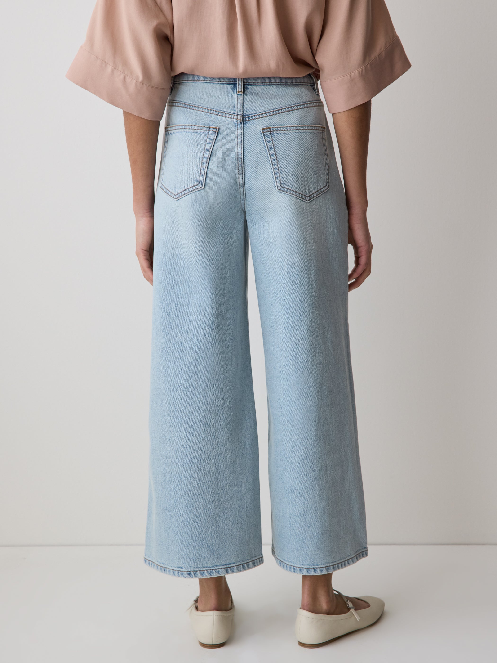 High-Rise Wide-Leg Cropped Jeans rw&co Special Promo Price