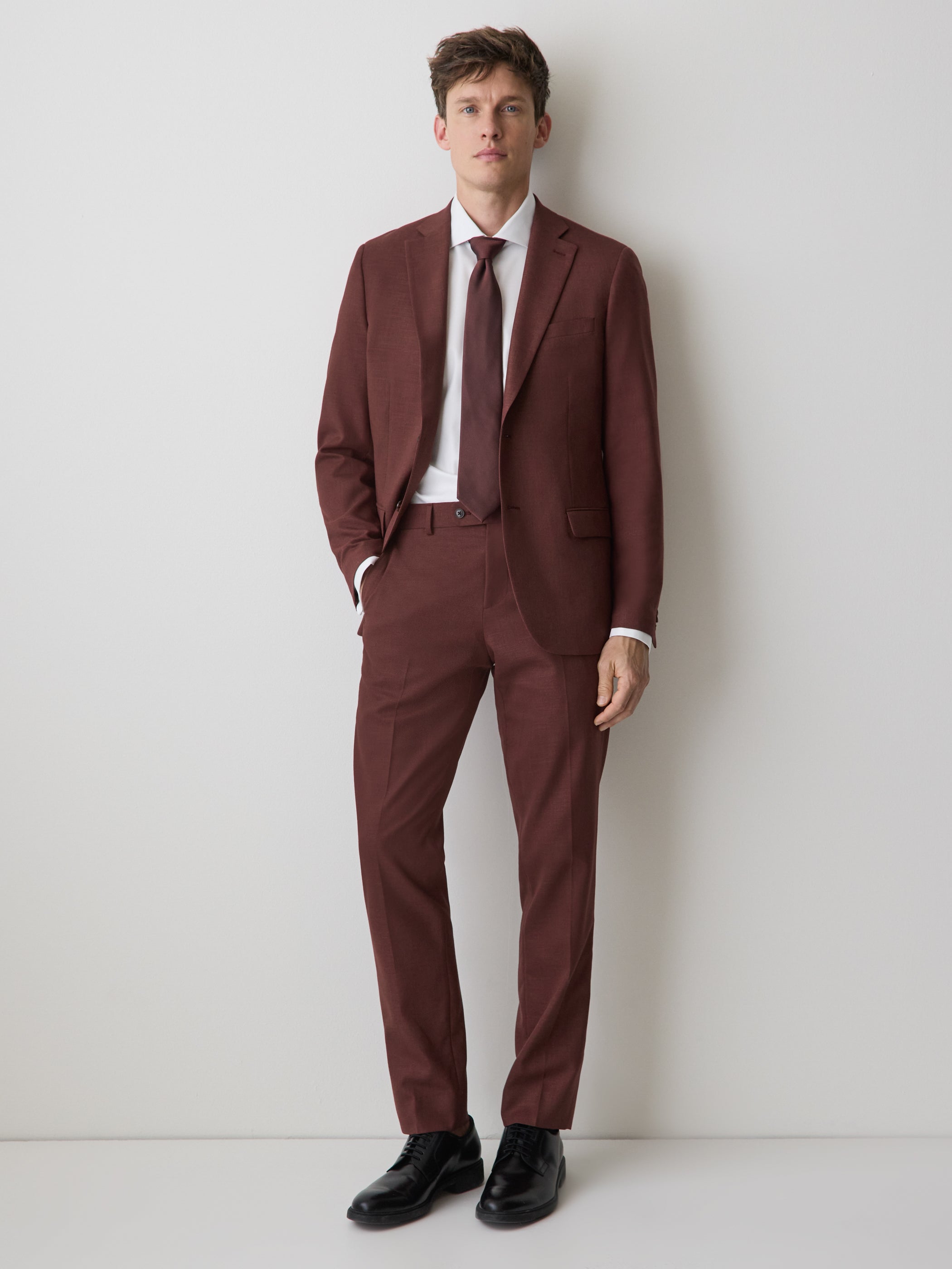 Slim-Fit Deep Berry Suit Pant rw&co Exclusive Sale Price