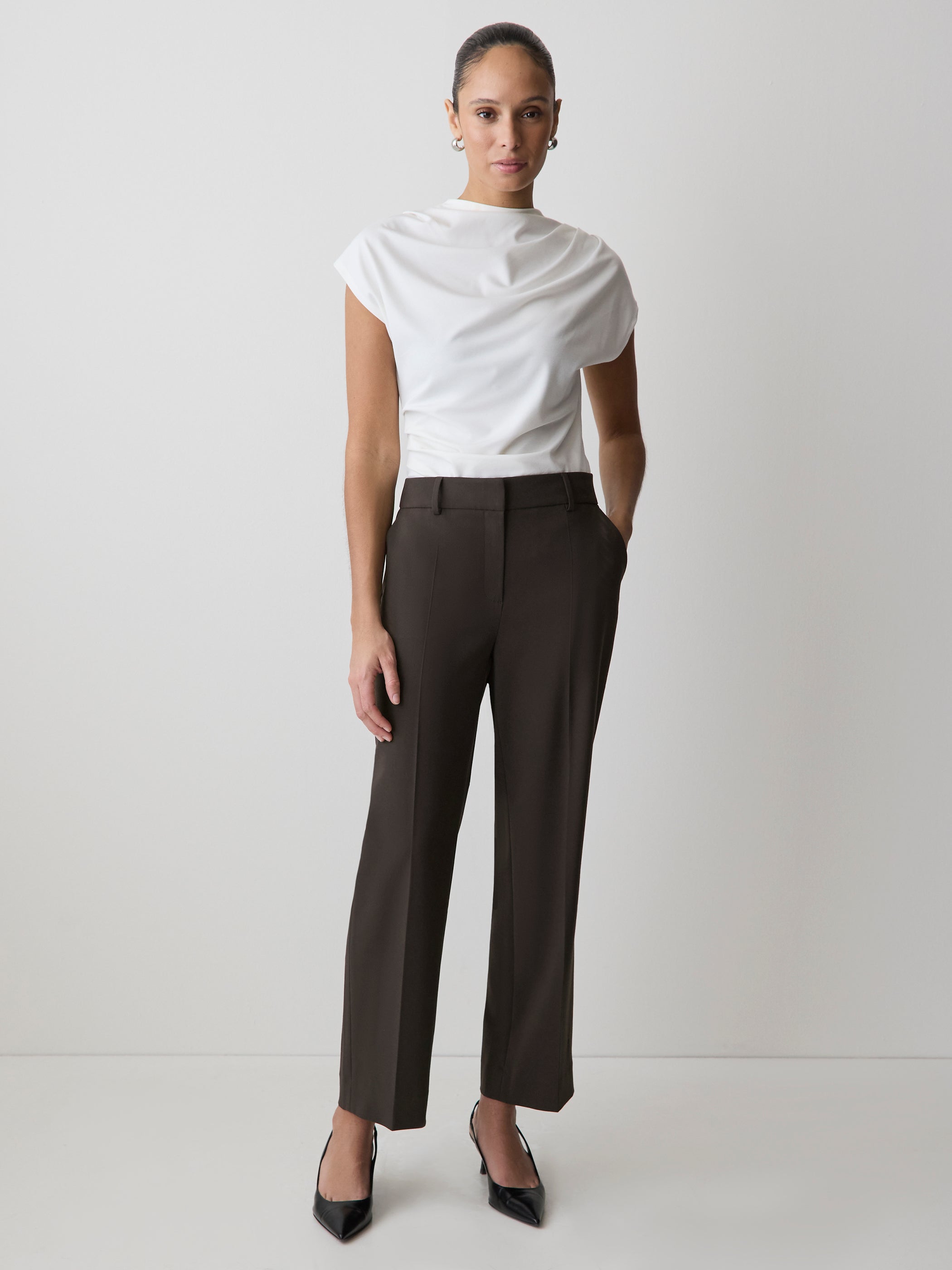 Mid-Rise Straight-Leg Cropped Pant rw&co On Sale