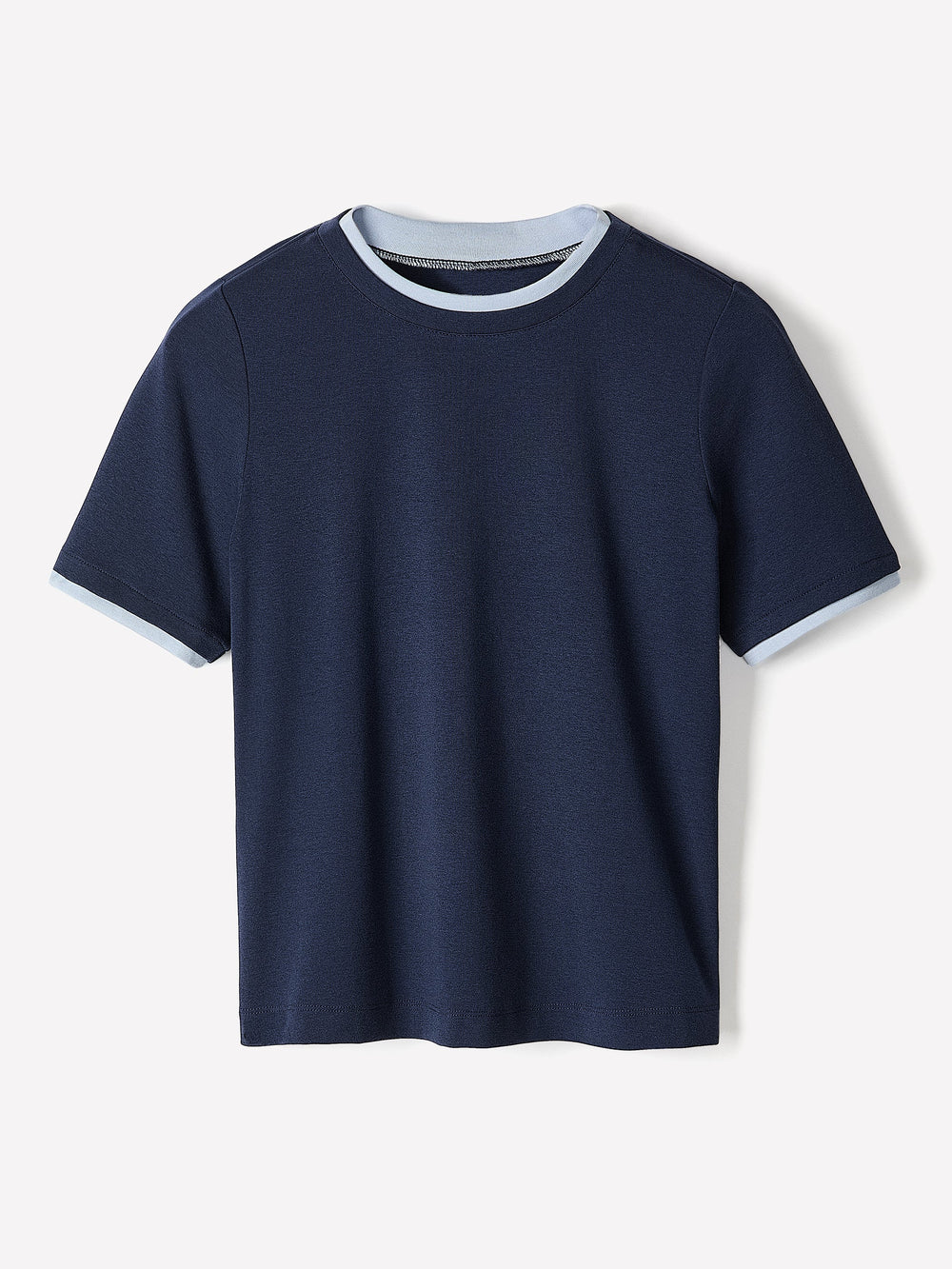 Short-Sleeve Crew-Neck Ribbed Basic Tee rw&co On Sale