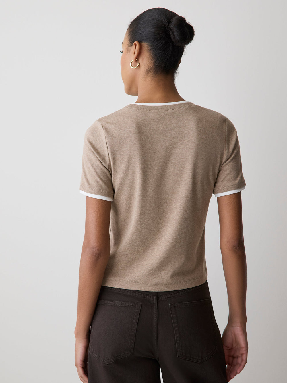 Short-Sleeve Crew-Neck Ribbed Basic Tee rw&co On Sale
