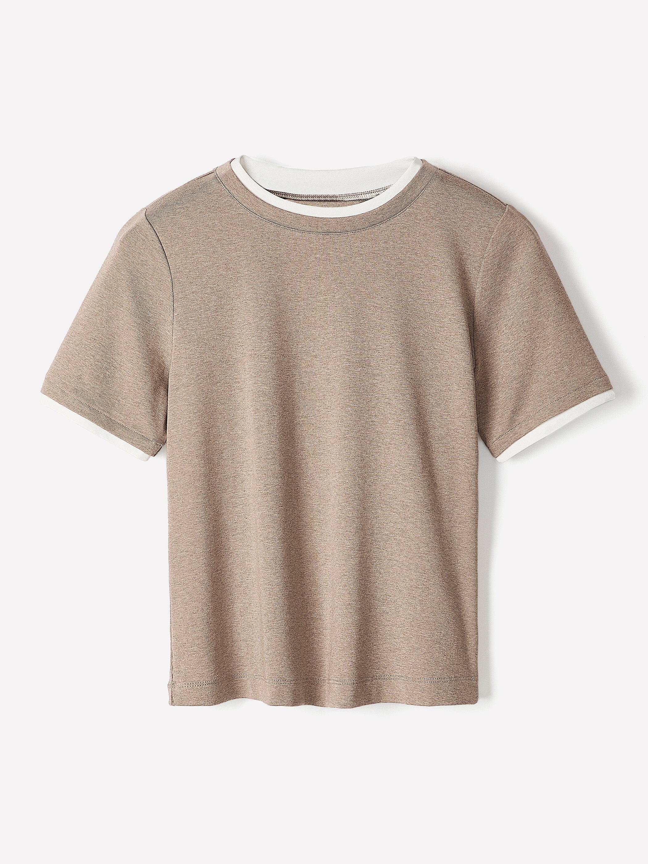 Short-Sleeve Crew-Neck Ribbed Basic Tee rw&co On Sale