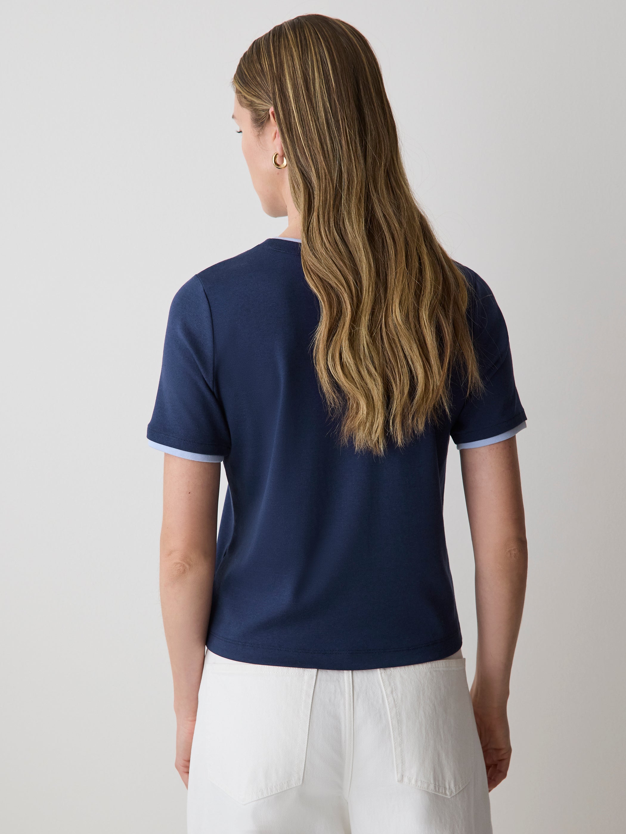 Short-Sleeve Crew-Neck Ribbed Basic Tee rw&co On Sale