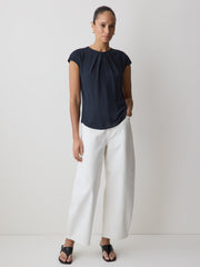 Mix-Media Cap-Sleeve Crew-Neck Blouse rw&co Special Promo Price