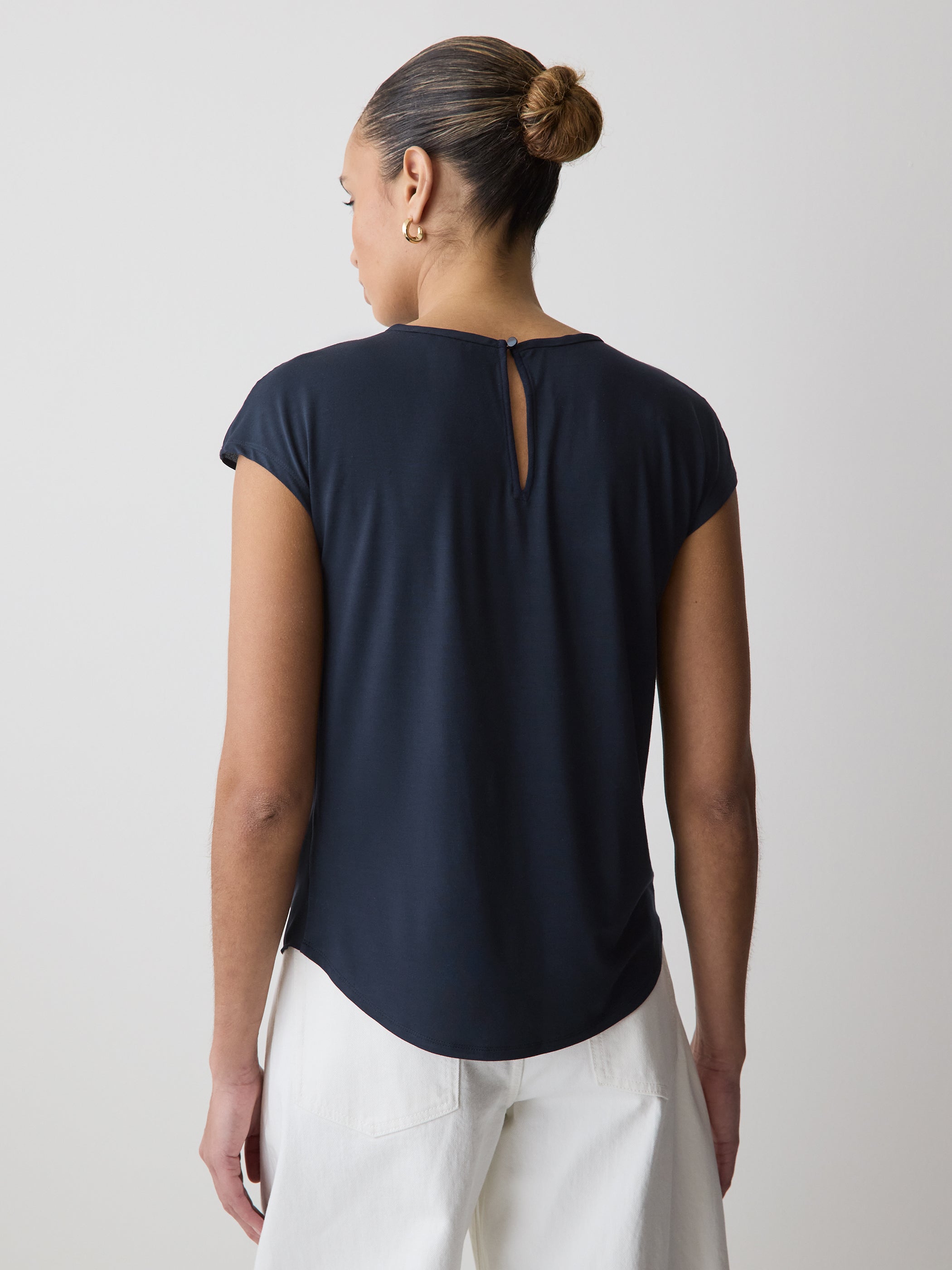 Mix-Media Cap-Sleeve Crew-Neck Blouse rw&co Special Promo Price