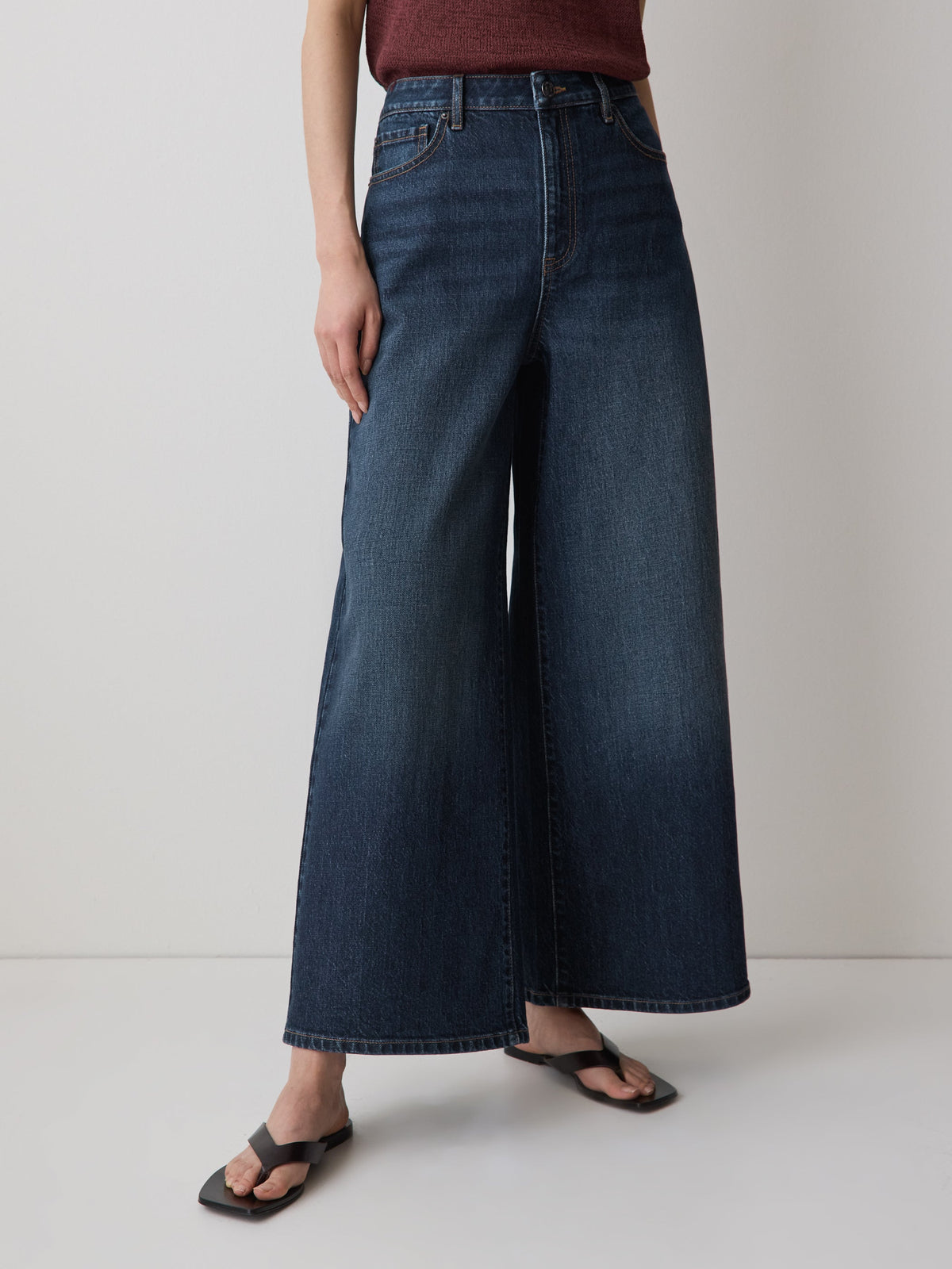 High-Rise Wide-Leg Cropped Jeans rw&co Limited Time Discount