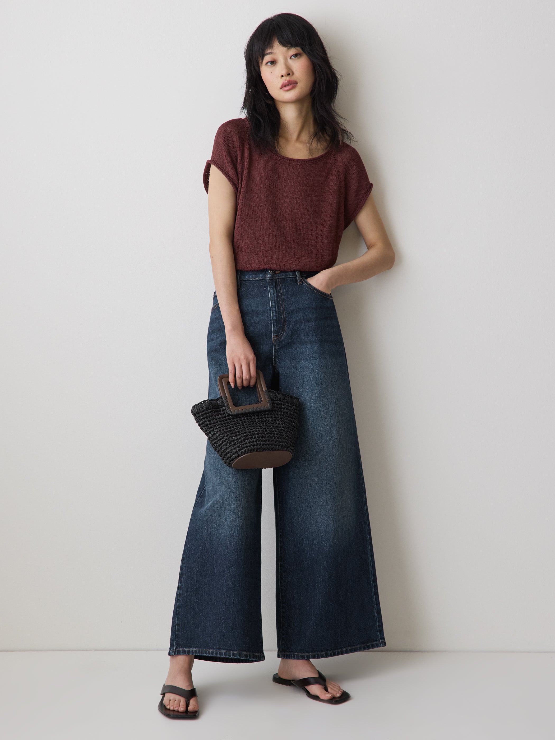 High-Rise Wide-Leg Cropped Jeans rw&co Limited Time Discount
