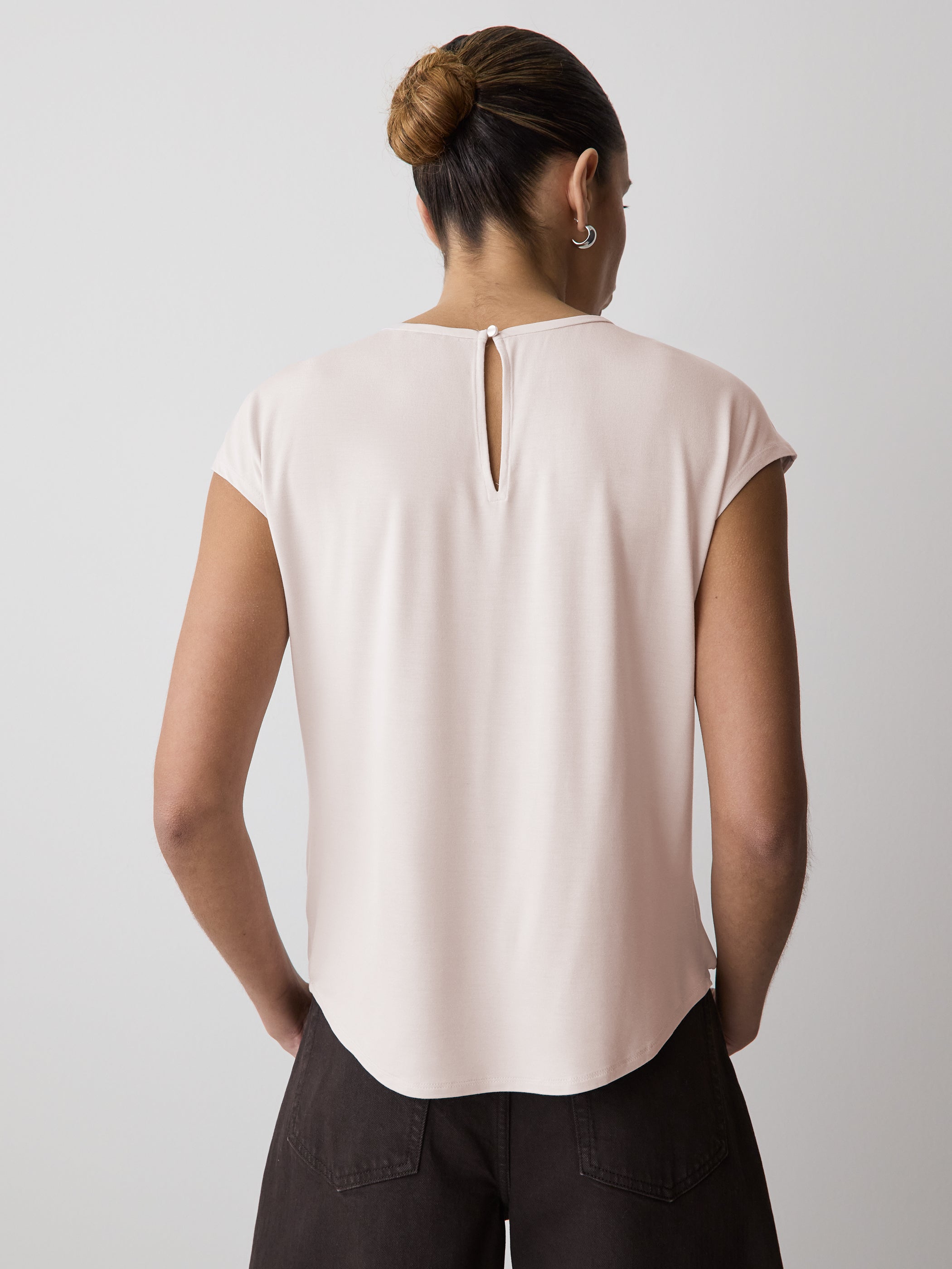 Mix-Media Cap-Sleeve Crew-Neck Blouse rw&co Great Value Deal