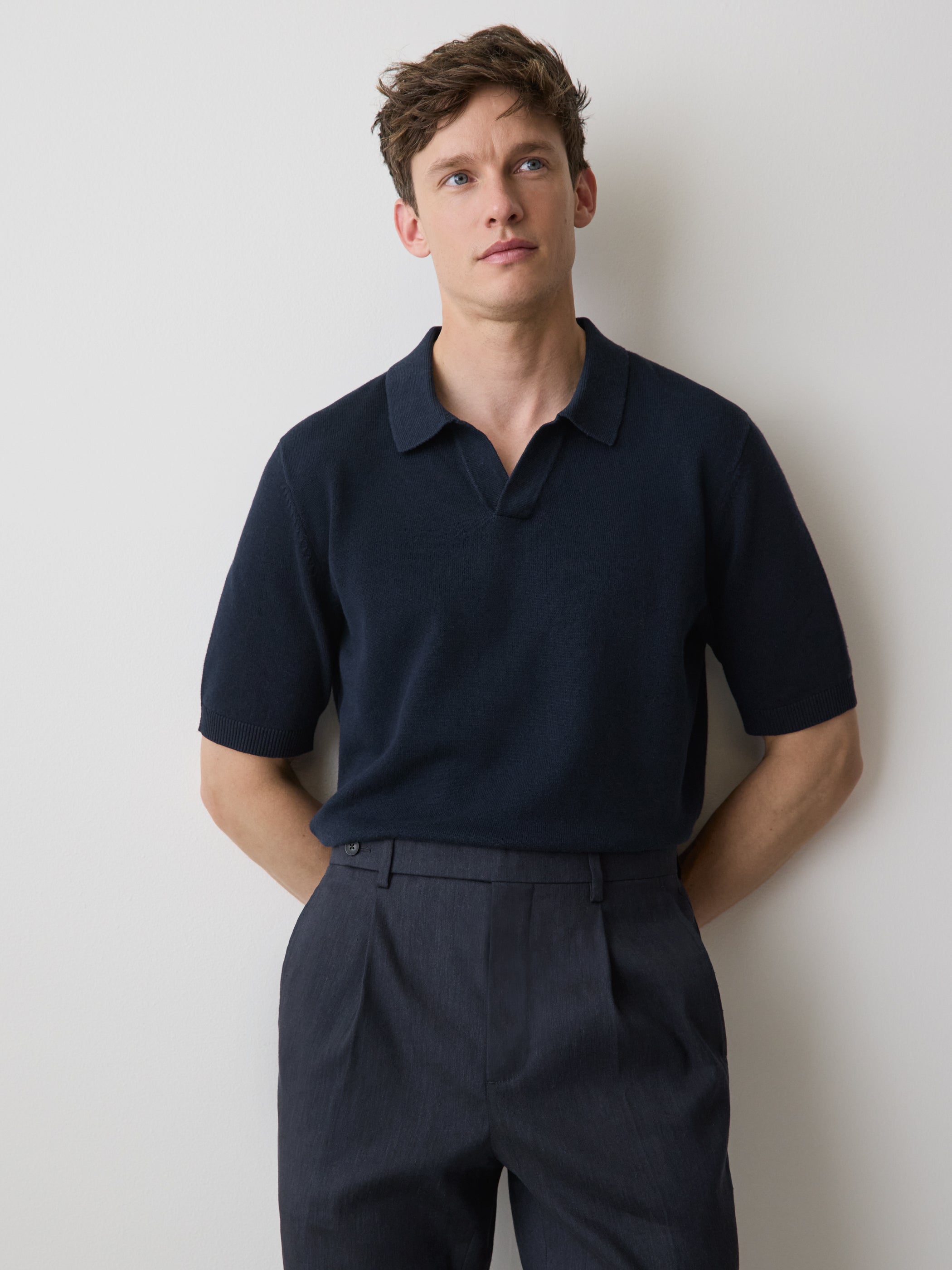 Linen-Blend Short-Sleeve Polo rw&co Limited Time Discount